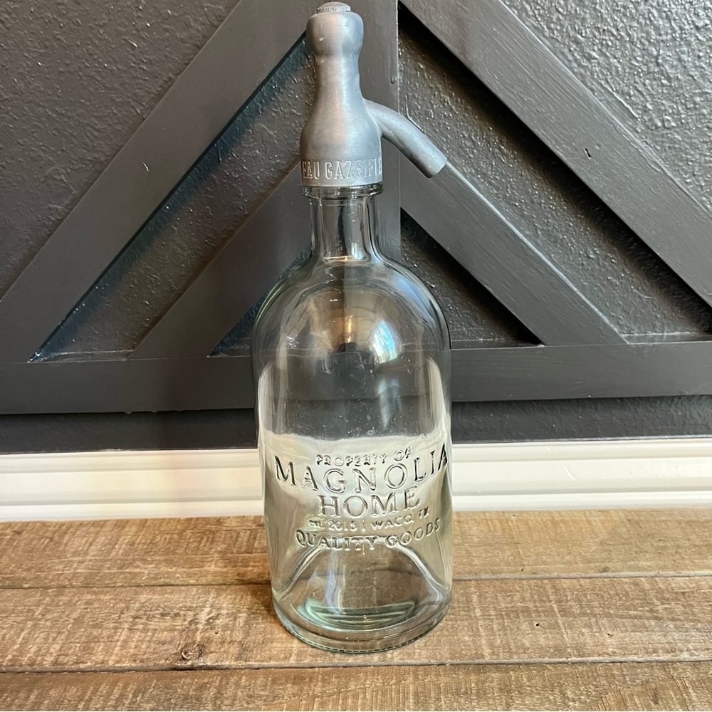 MAGNOLIA Home Waco, TX Quality Goods Clear Glass Seltzer Bottle
